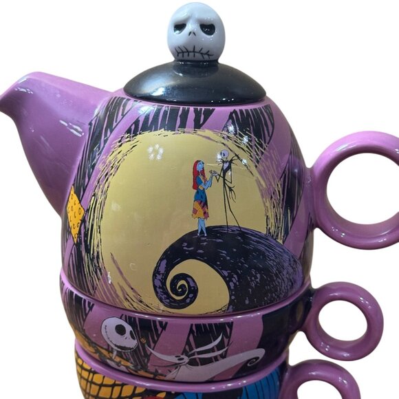 Nightmare Before Christmas Tea for Two Set – Jack & Sally Ceramic Teapot & Cups - Picture 2 of 13